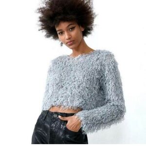 Zara feather effect cropped top